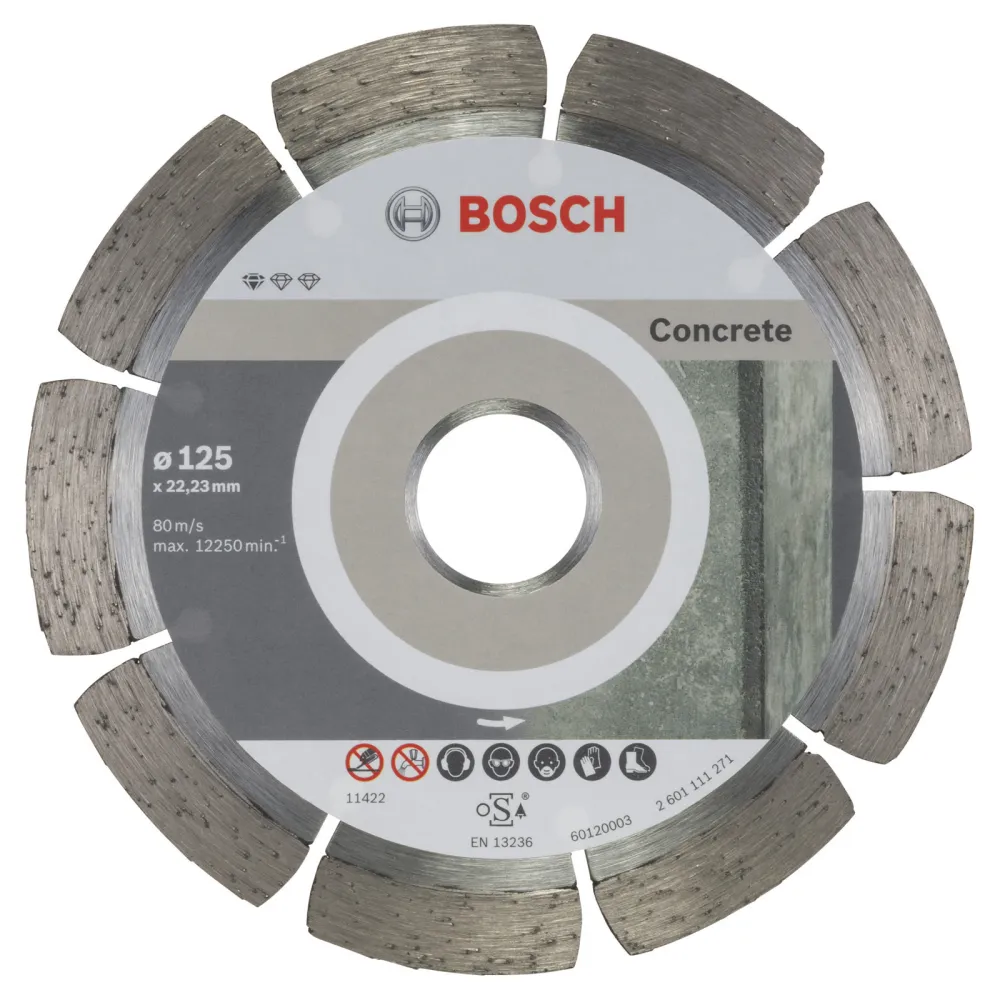 Bosch 10x Diamanttrennscheibe Standard Concrete, 125 x 22,23 x 1,6 x 10 mm -2608603240
