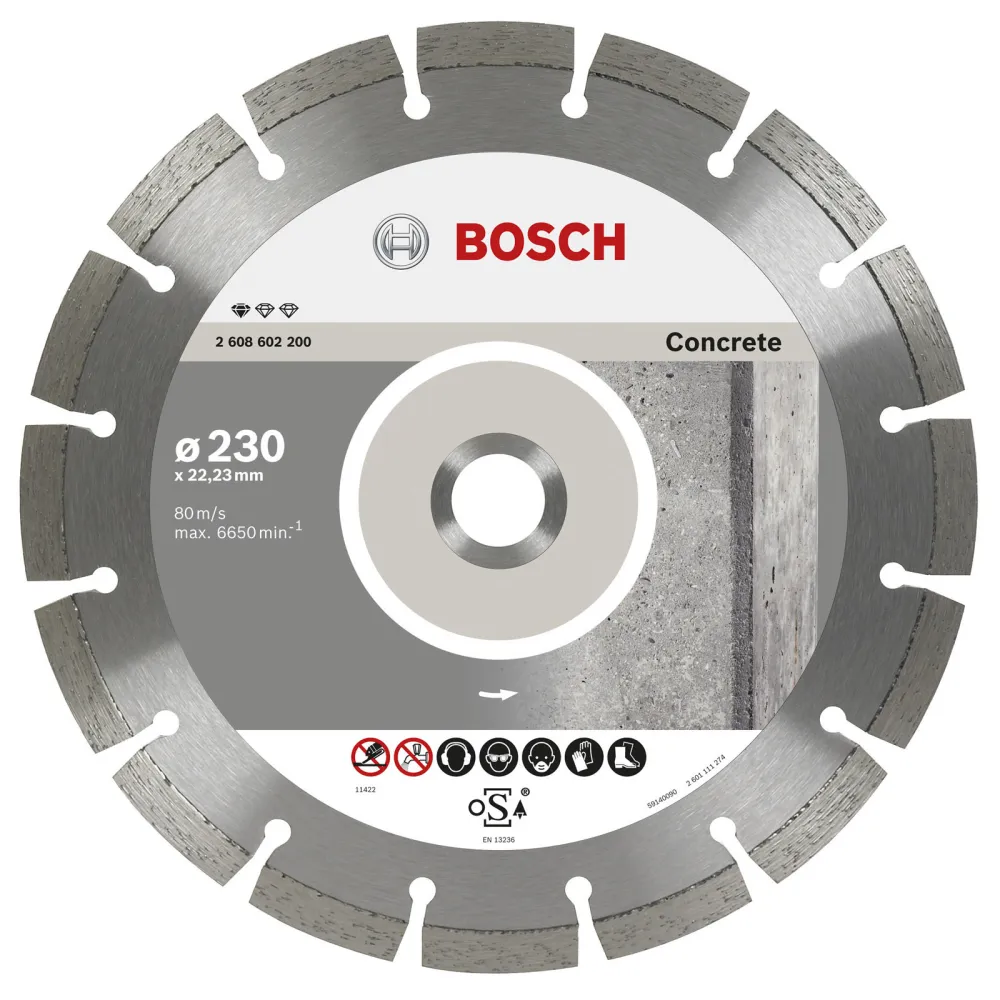 Bosch 10x Diamanttrennscheibe Standard Concrete, 230 x 22,23 x 2,3 x 10 mm -2608603243