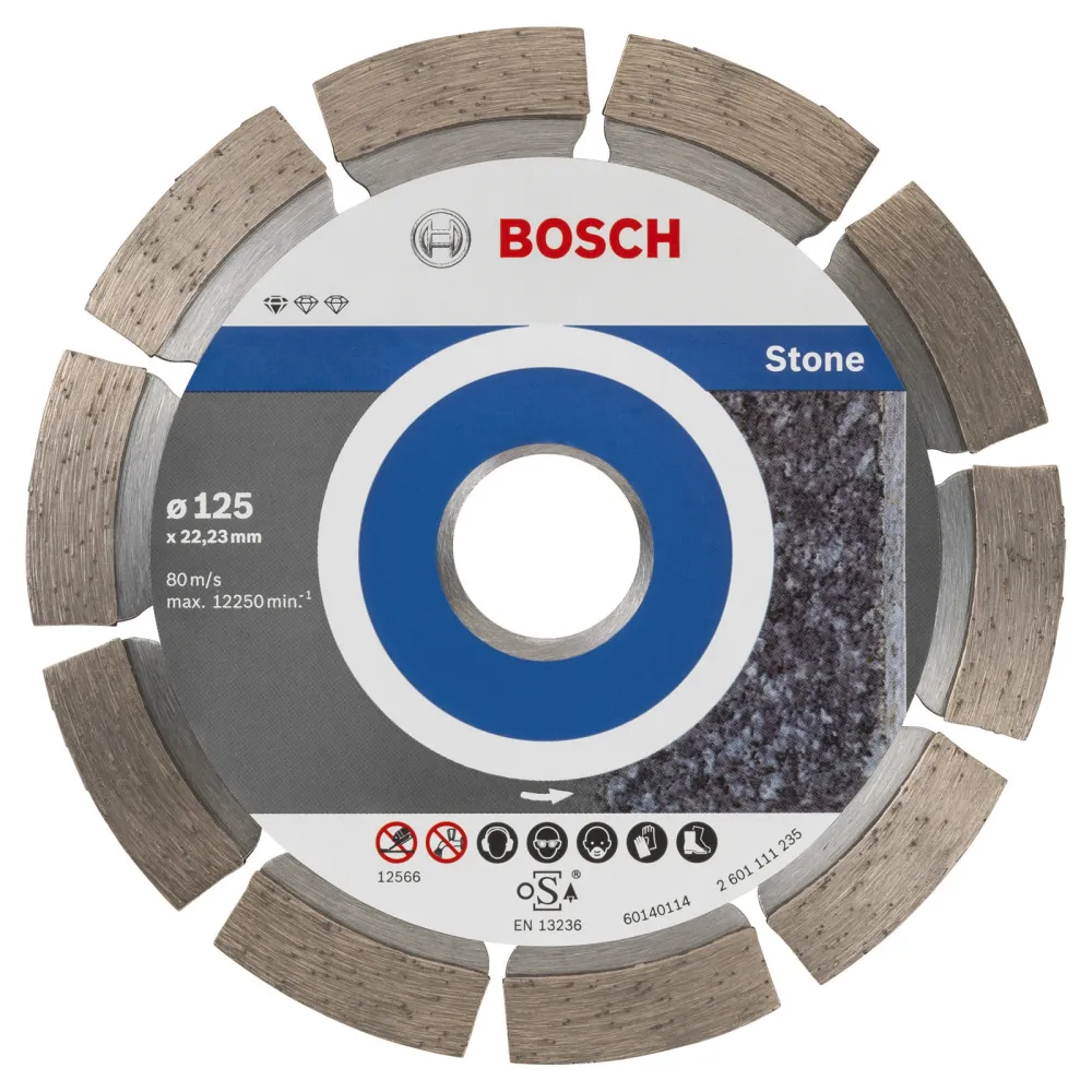 Bosch 10x Diamanttrennscheibe Standard Stone, 125 x 22,23 x 1,6 x 10 mm -2608603236
