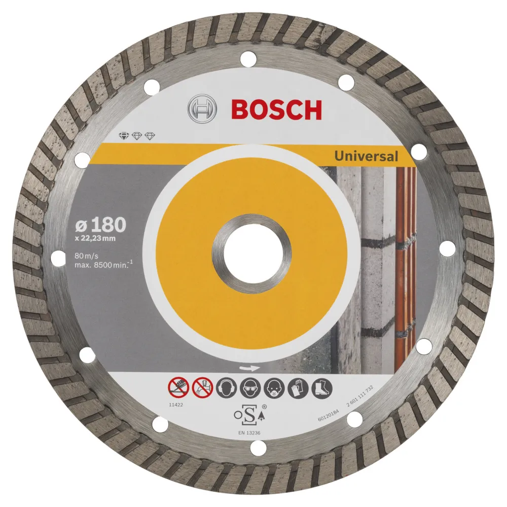 Bosch 10x Diamanttrennscheibe Standard Universal Turbo, 180x22,23x2,5x10 mm - 2608603251