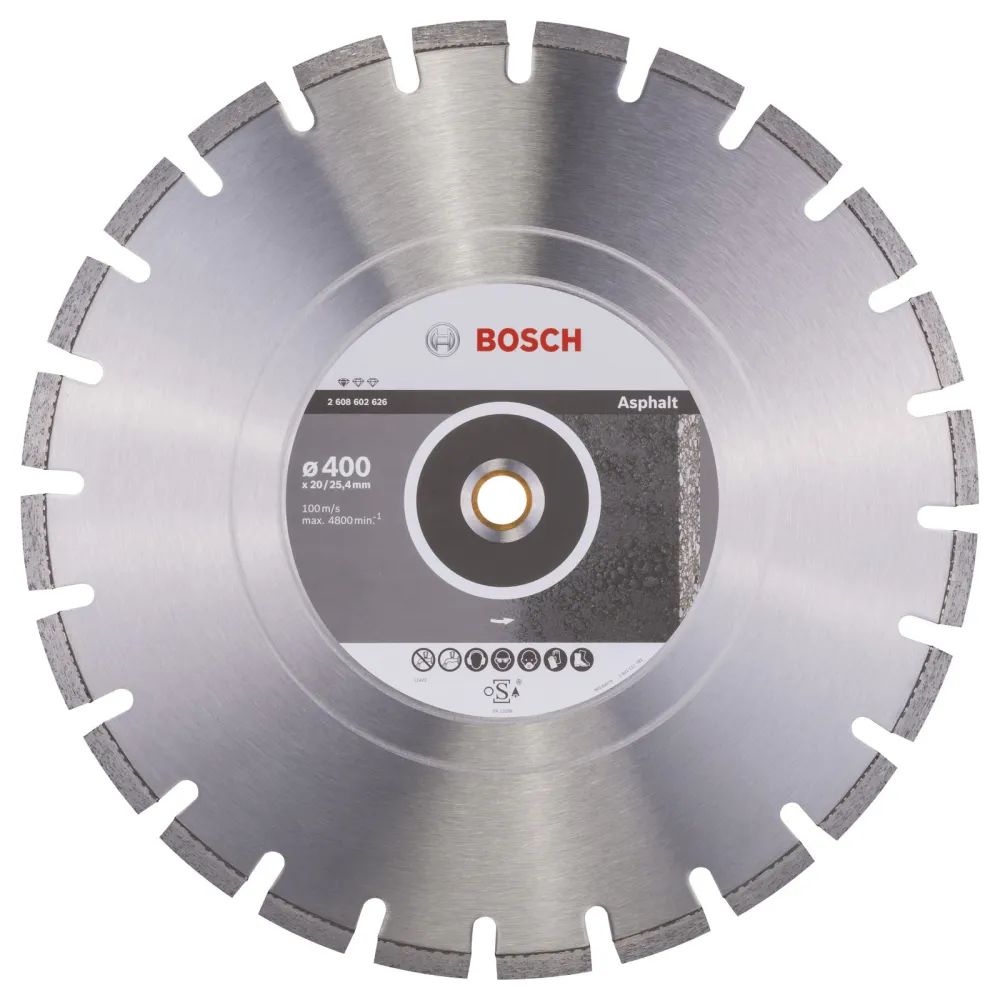Bosch Diamanttrennscheibe Standard Asphalt, 400 x 20/25,40 x 3,6 x 8 mm -2608602626