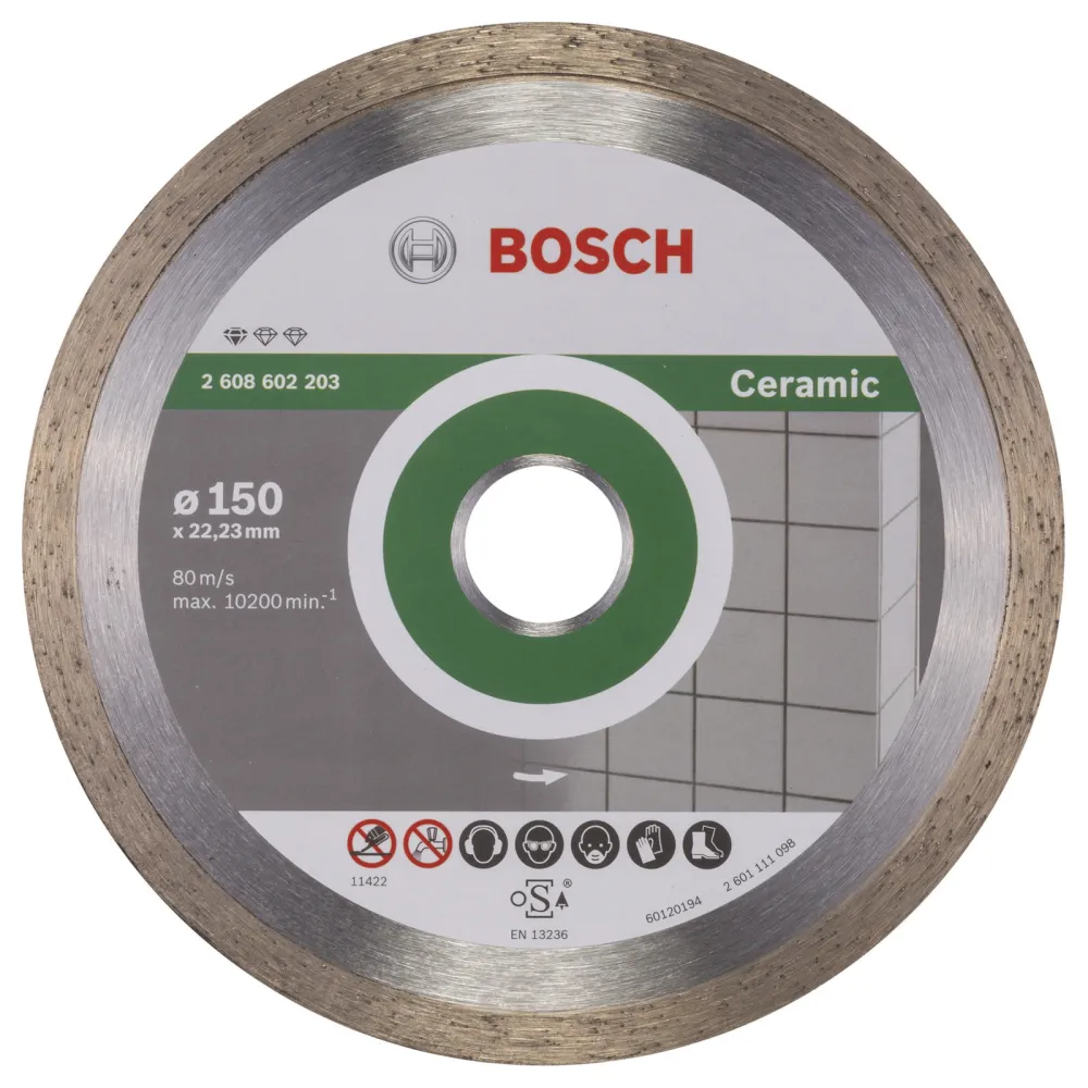 Bosch Diamanttrennscheibe Standard Ceramic 150x22,23x1,6x7 mm 2608602203