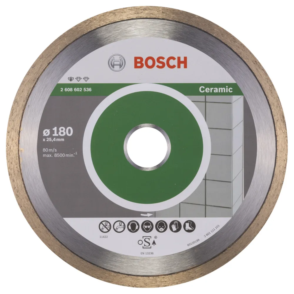 Bosch Diamanttrennscheibe Standard Ceramic, 180 x 25,40 x 1,6 x 7 mm -2608602536