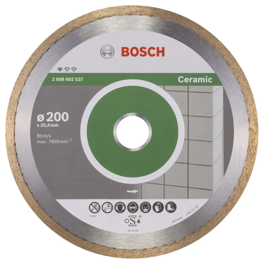 Bosch Diamanttrennscheibe Standard Ceramic, 200 x 25,40 x 1,6 x 7 mm -2608602537