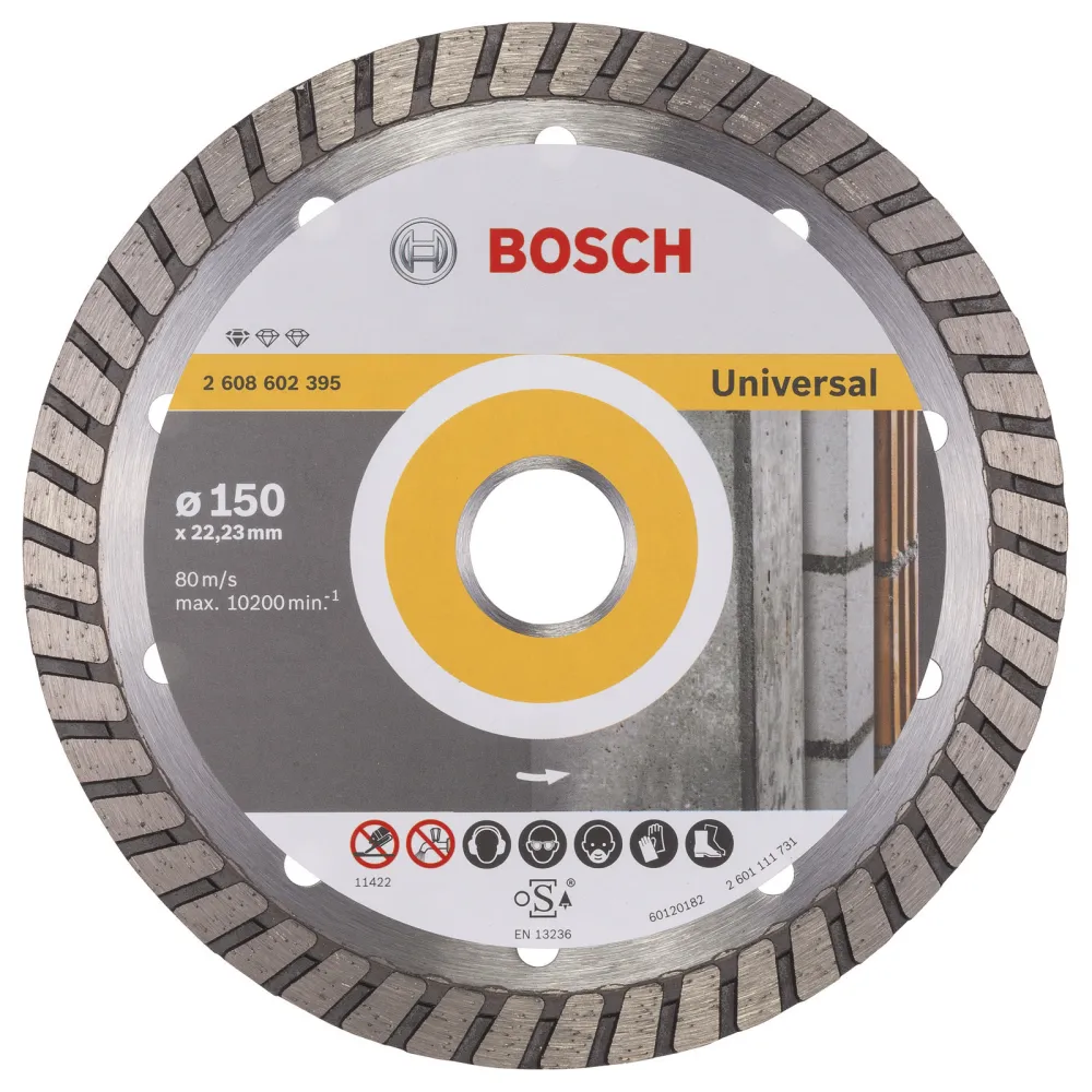Bosch Diamanttrennscheibe Standard Universal Turbo 150x22,23x2,5x10 mm 2608602395