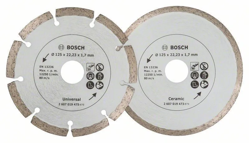 Bosch 2x Diamanttrennscheiben für Fliesen und Baumaterial, Durchmesser: 125 mm - 2607019484