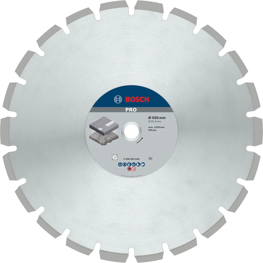 Bosch PRO Asphalt Diamanttrennscheibe 450 x 25,4 mm - 2608603643