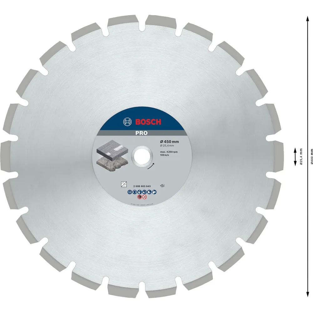 Bosch PRO Asphalt Diamanttrennscheibe 450 x 25,4 mm - 2608603643