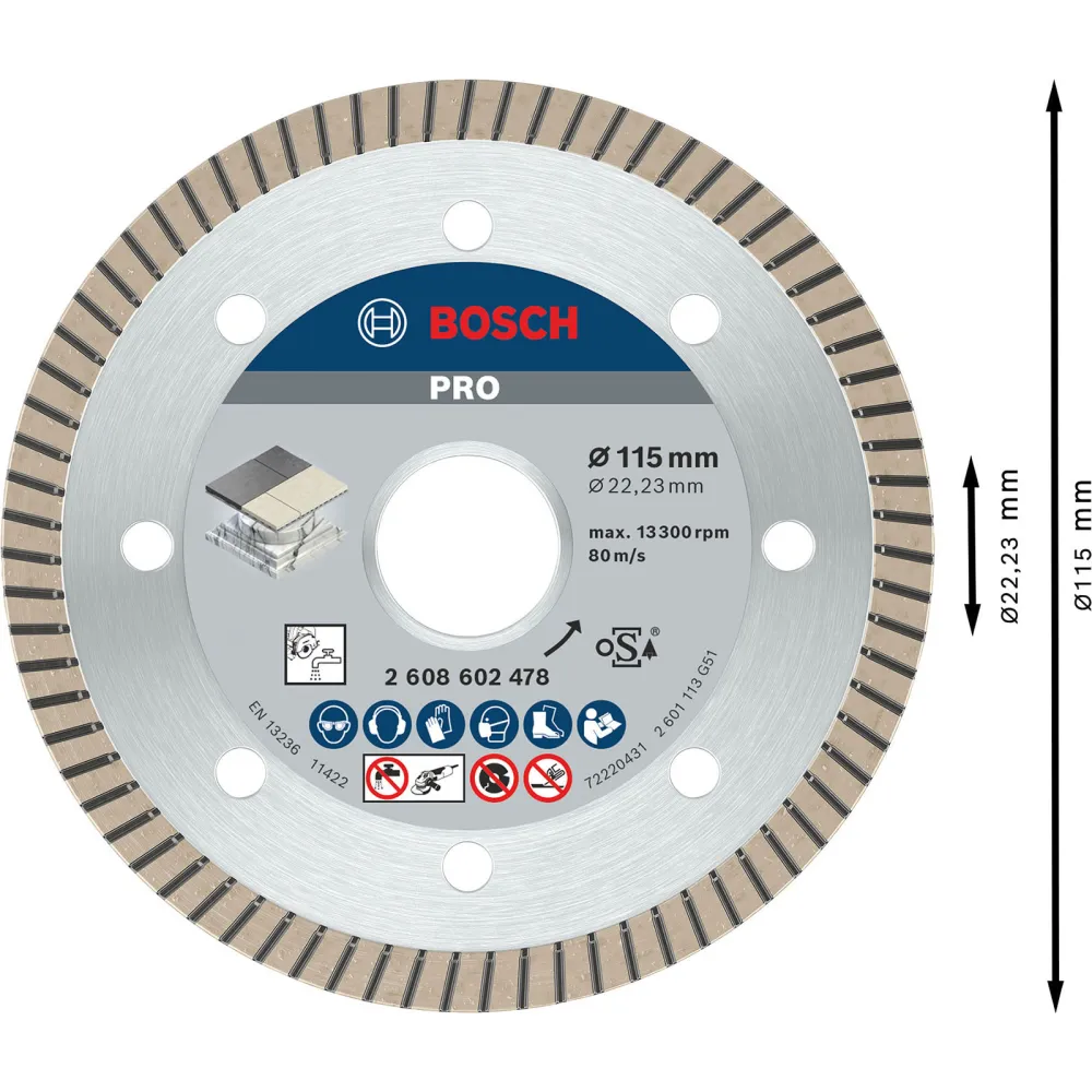 Bosch PRO Ceramic Diamanttrennscheibe 115 x 22,23 mm - 2608602478