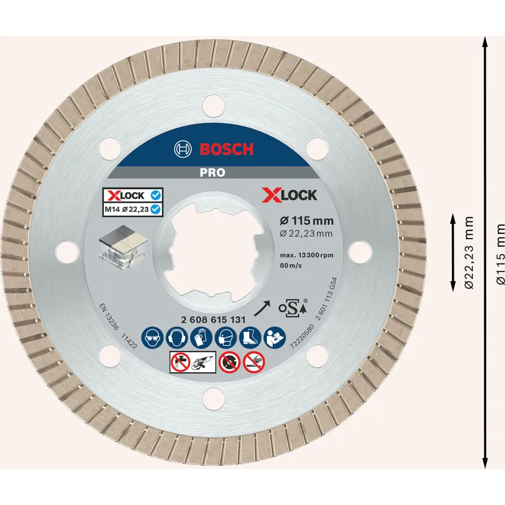 Bosch PRO Ceramic X-Lock Diamanttrennscheibe 115 x 22,23 mm 22,23 mm - 2608615131