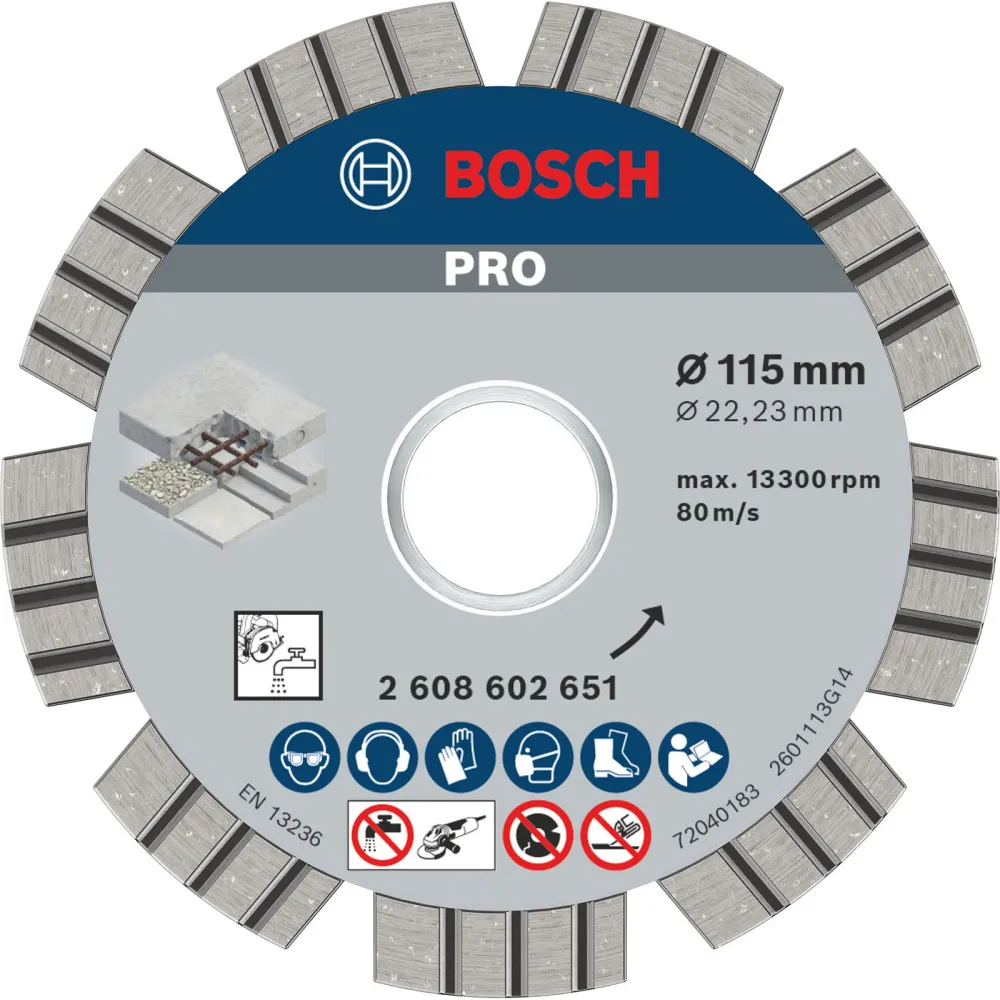 Bosch PRO Concrete Diamanttrennscheibe 115 x 22,23 mm - 2608602651