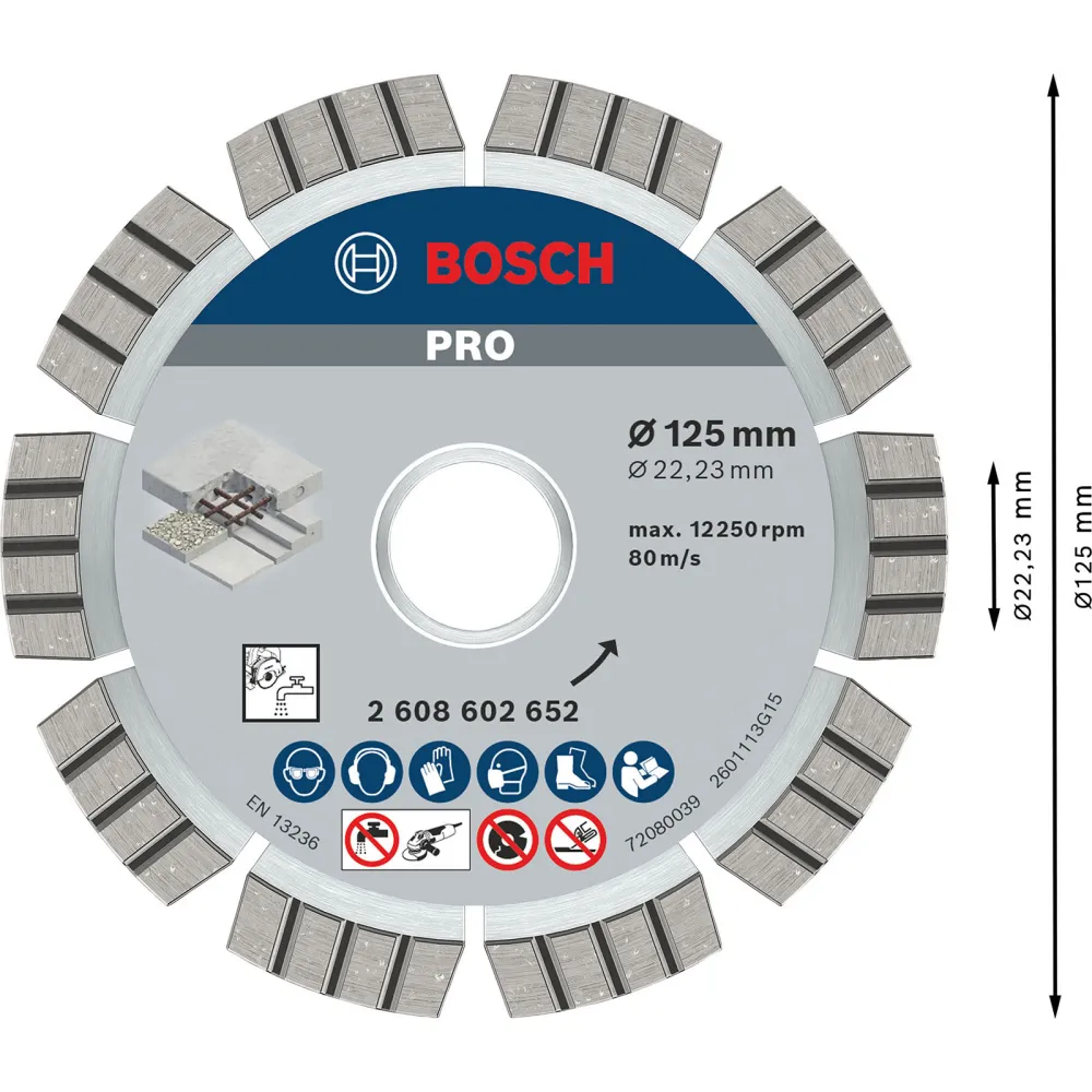 Bosch PRO Concrete Diamanttrennscheibe 125 x 22,23 mm - 2608602652