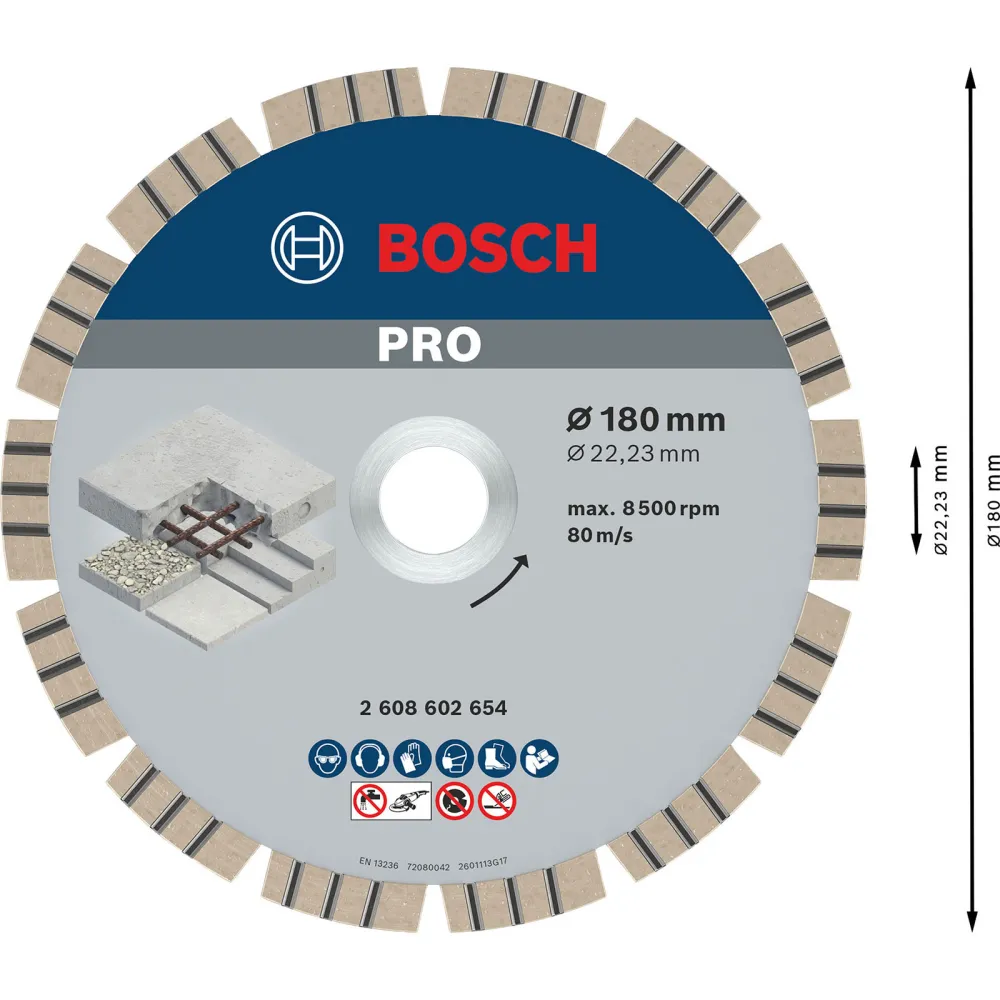 Bosch PRO Concrete Diamanttrennscheibe 180 x 22,23 mm - 2608602654