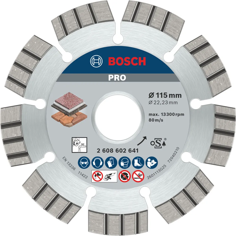 Bosch PRO Multi Material Diamanttrennscheibe 115 x 22,23 mm - 2608602641