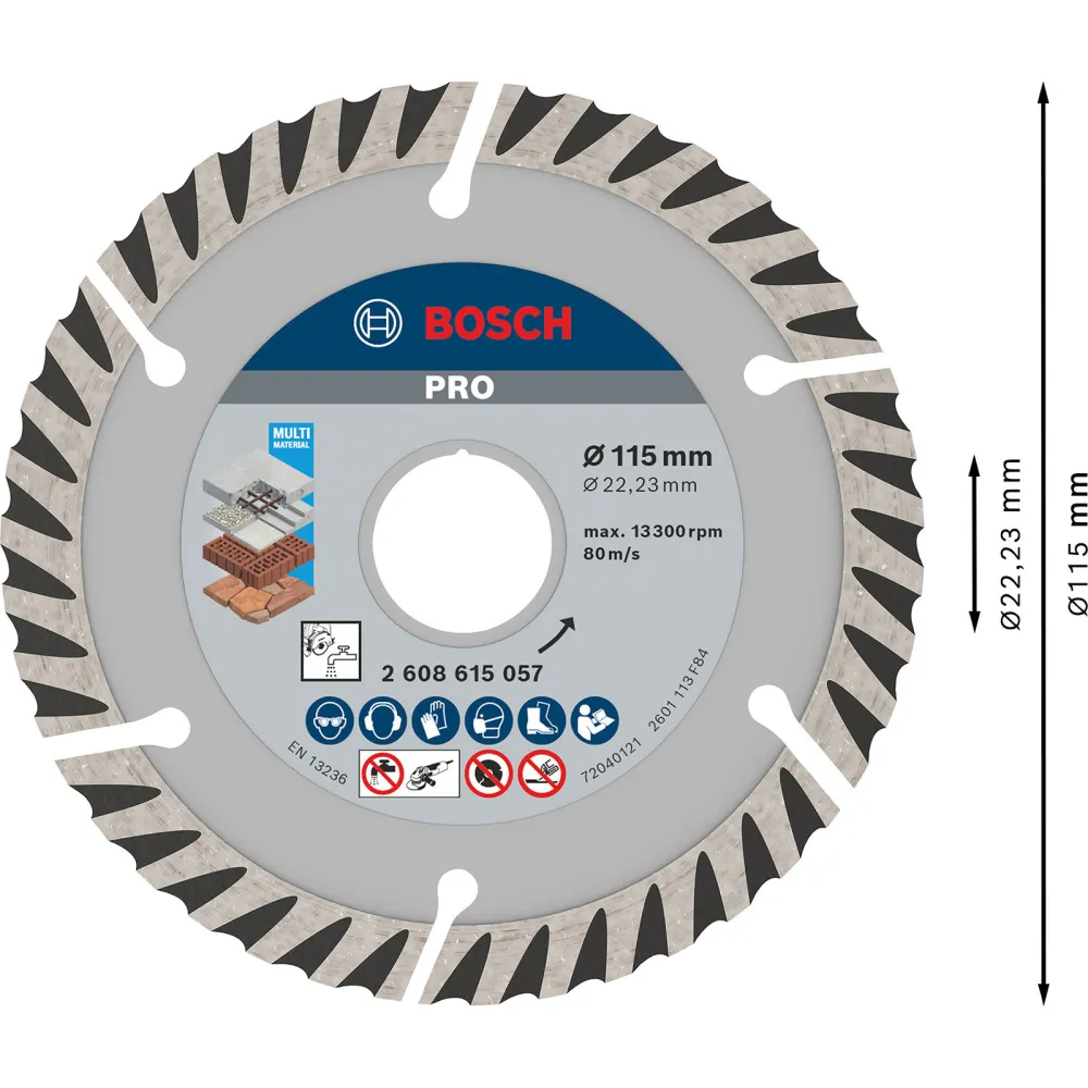 Bosch PRO Multi Material Diamanttrennscheibe 115 x 22,23 mm - 2608615057