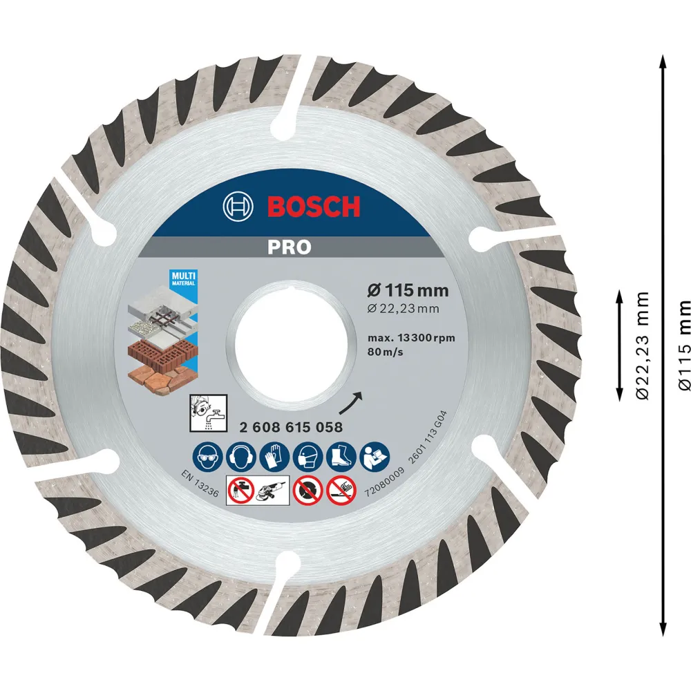 Bosch PRO Multi Material Diamanttrennscheibe 115 x 22,23 mm - 2608615058