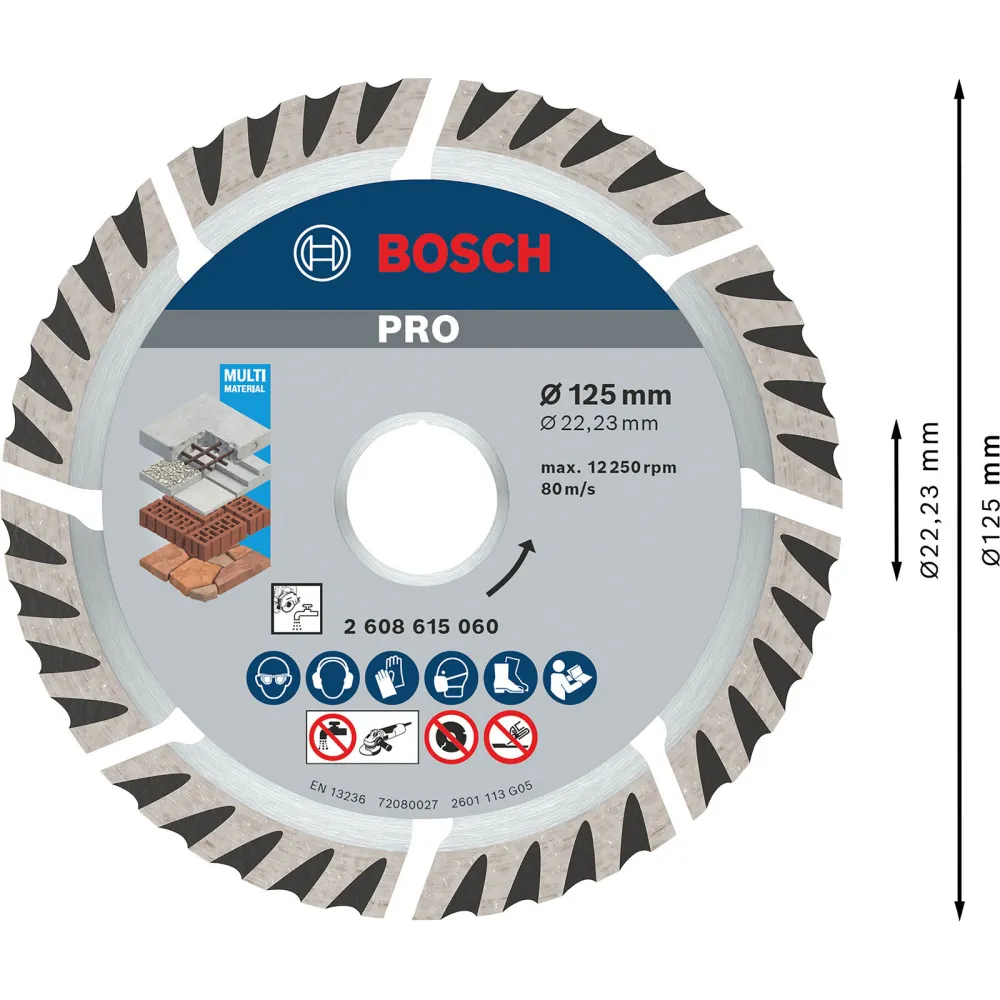 Bosch PRO Multi Material Diamanttrennscheibe 125 x 22,23 mm - 2608615060