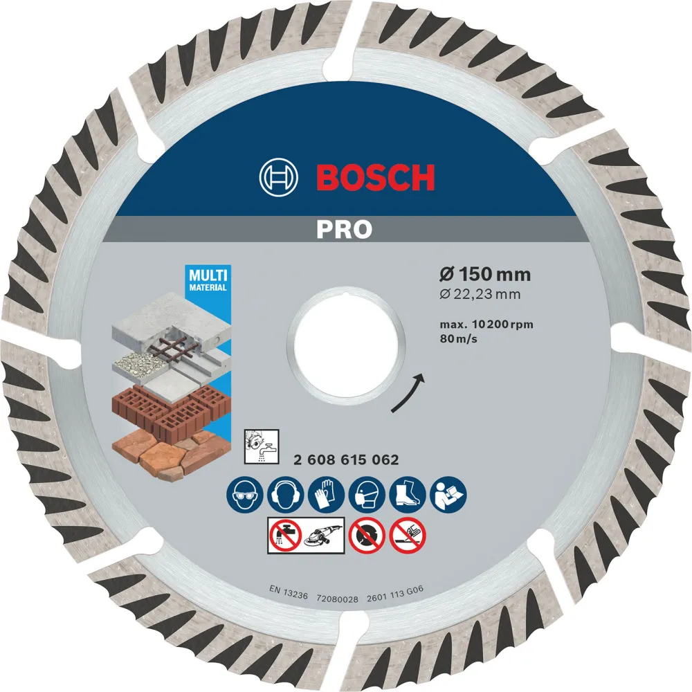 Bosch PRO Multi Material Diamanttrennscheibe 150 x 22,23 mm - 2608615062