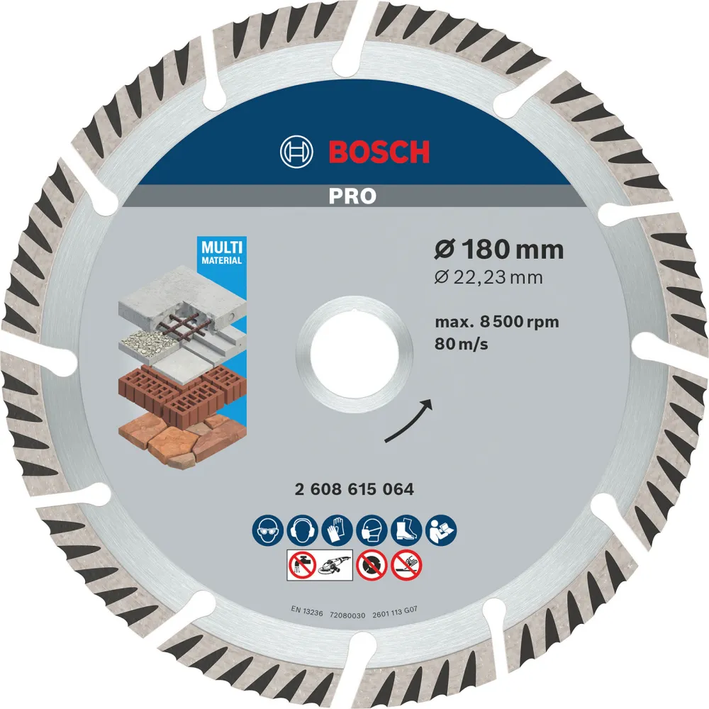 Bosch PRO Multi Material Diamanttrennscheibe 180 x 22,23 mm - 2608615064