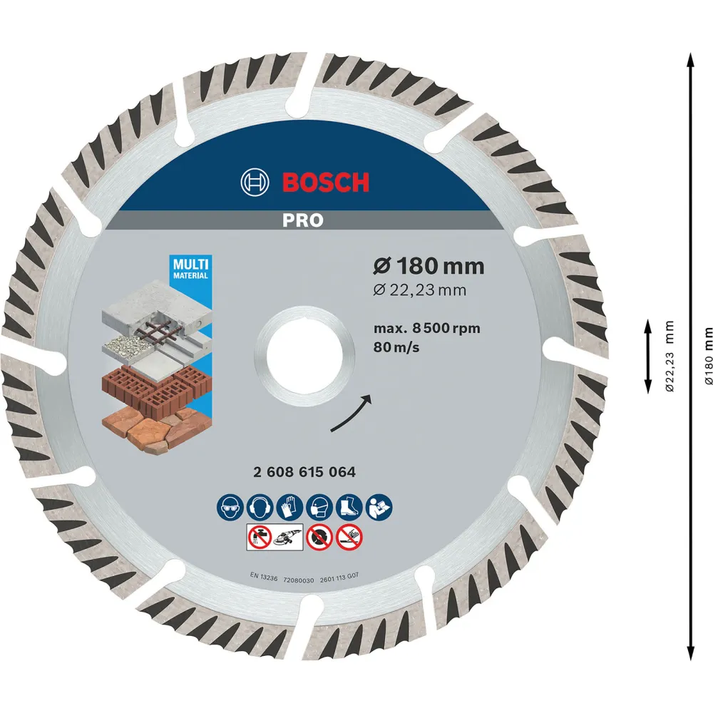 Bosch PRO Multi Material Diamanttrennscheibe 180 x 22,23 mm - 2608615064