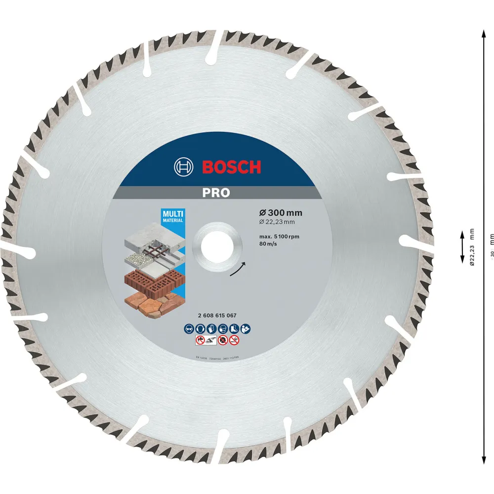 Bosch PRO Multi Material Diamanttrennscheibe 300 x 22,23 mm - 2608615067