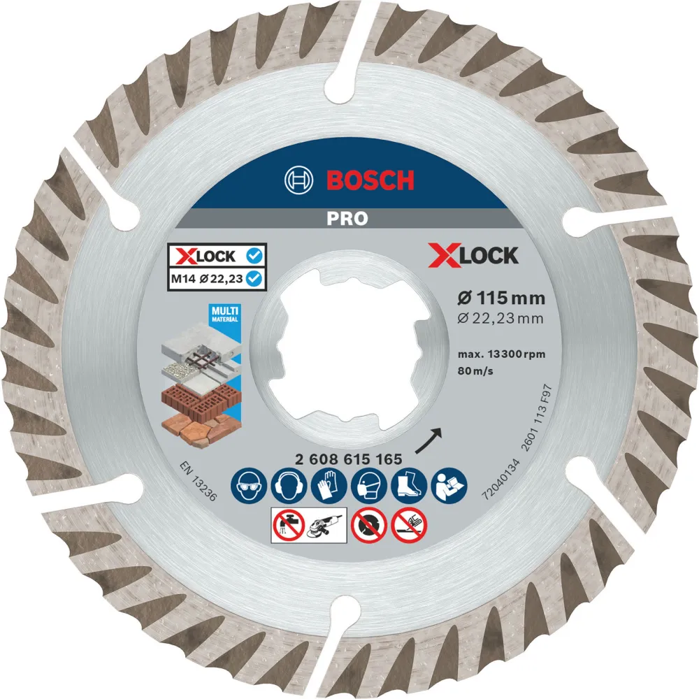 Bosch PRO Multi Material X-Lock Diamanttrennscheibe 115 x 22,23 mm 22,23 mm - 2608615165