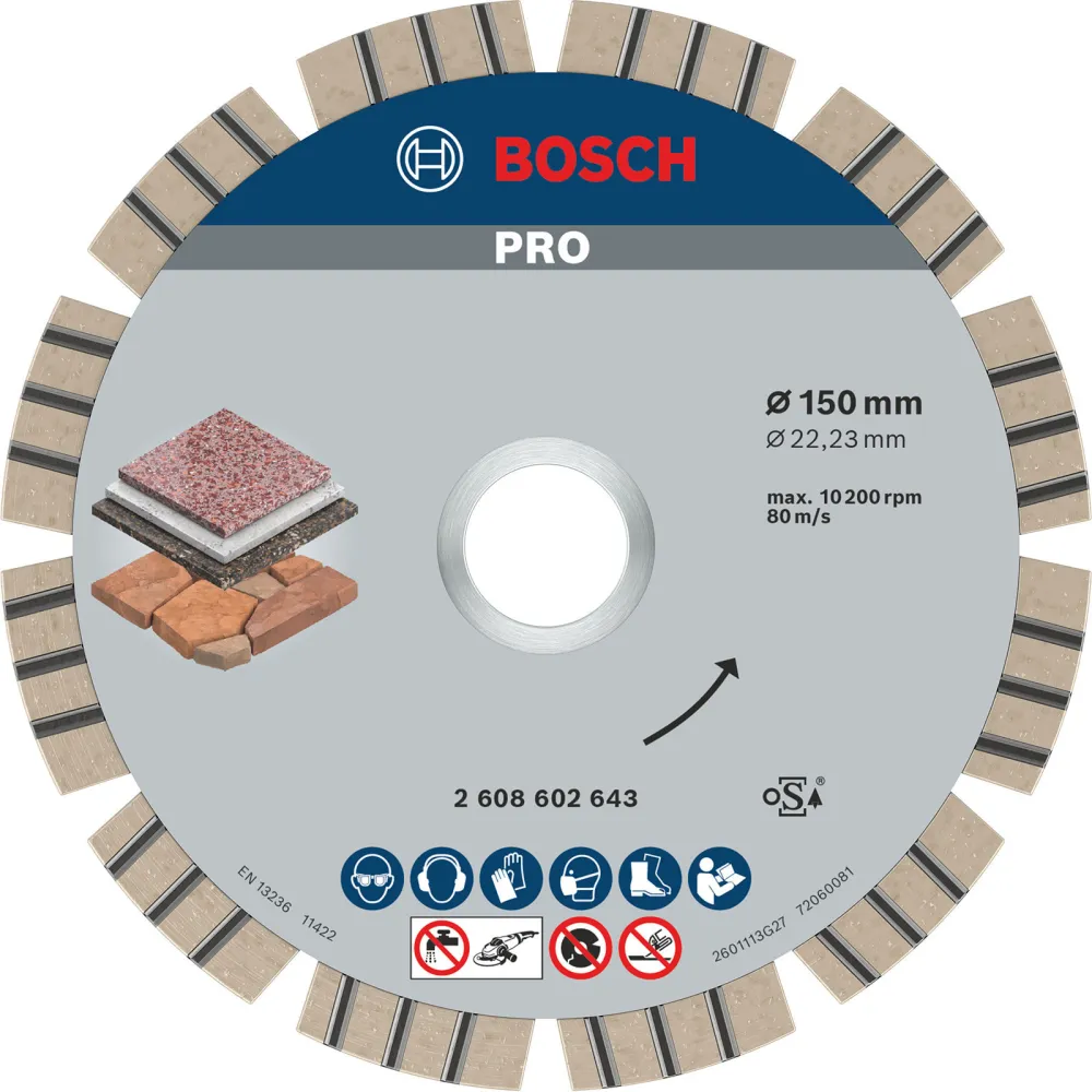 Bosch PRO Stone Diamanttrennscheibe 150 x 22,23 mm - 2608602643