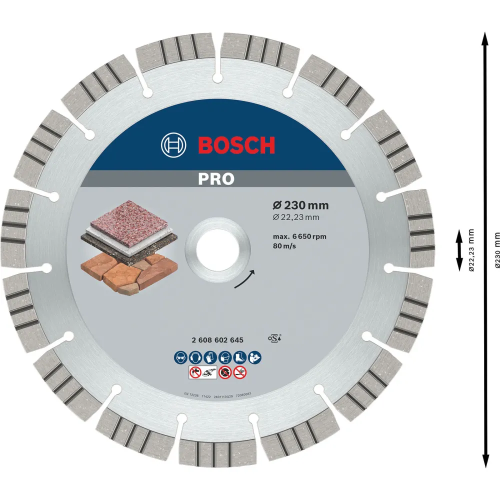 Bosch PRO Stone Diamanttrennscheibe 230 x 22,23 mm - 2608602645