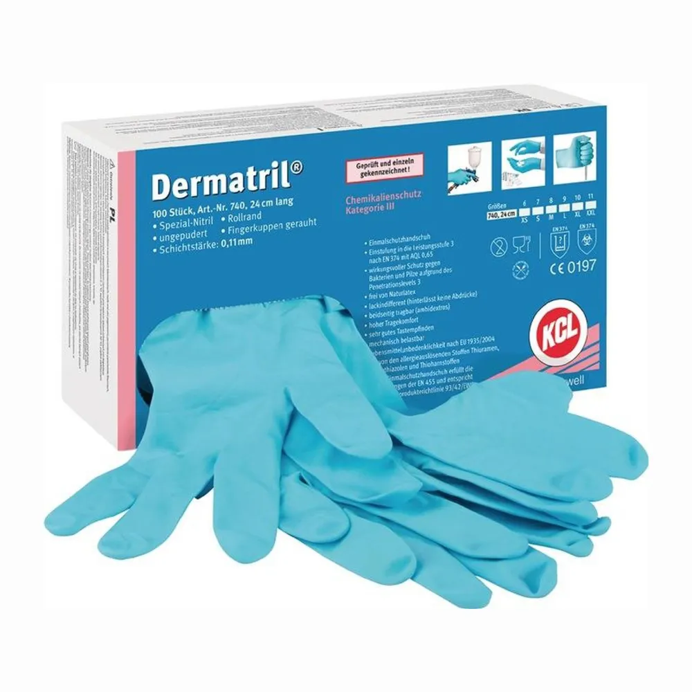 Honeywell 100x Einweghandschuhe Dermatril 740 blau Gr. 8 - 740/8