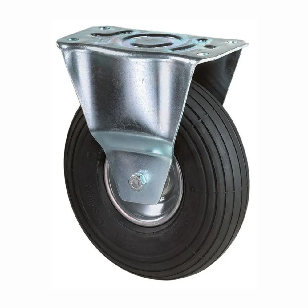 BS Rollen Bockrolle mit Anschraubplatte Gummi Luftrad 200 mm 75 kg - L410.C90.200