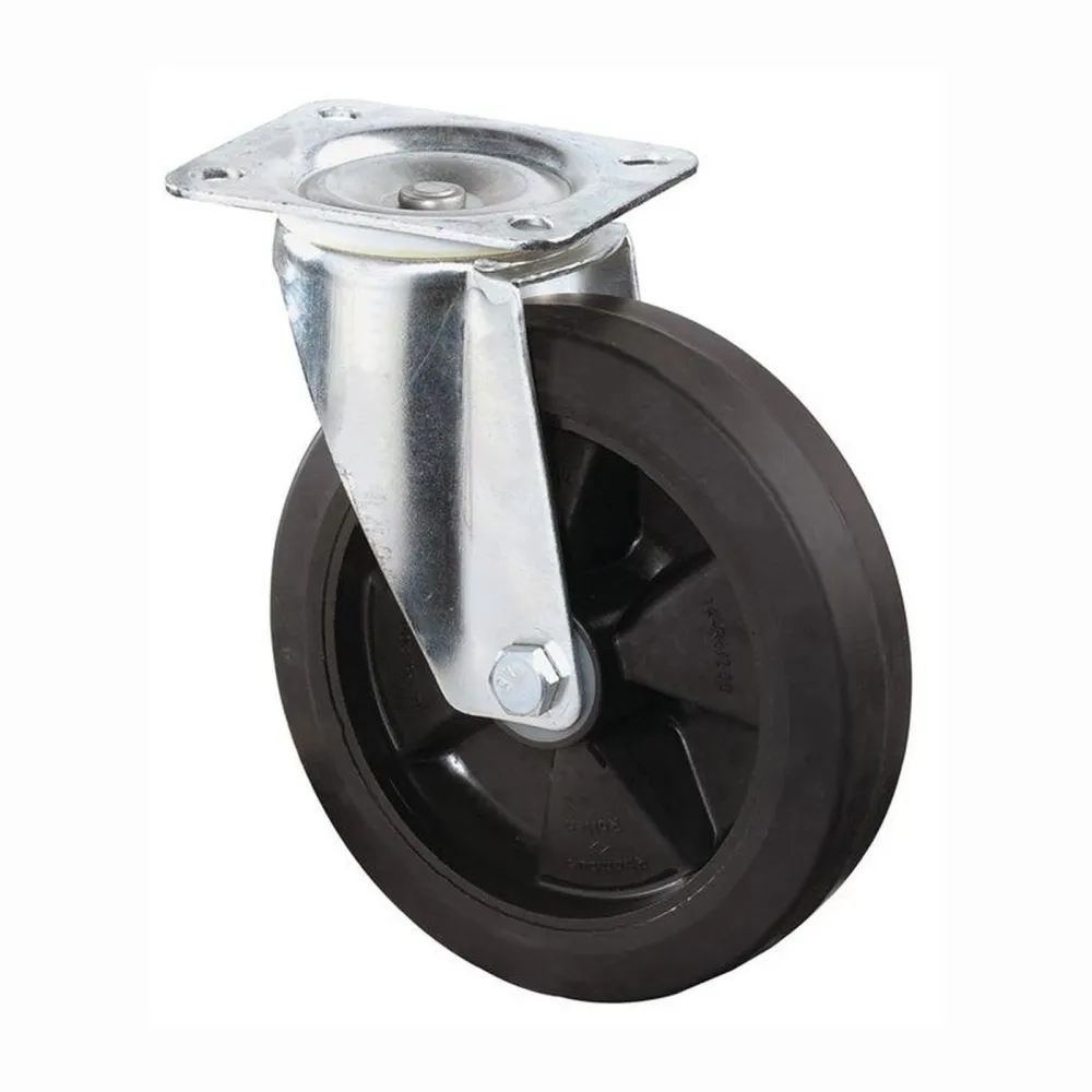 BS Rollen Lenkrolle mit Anschraubplatte Elastik-Vollgummi schwarz Rollenlager 100 mm 140 kg - L400.B60.100