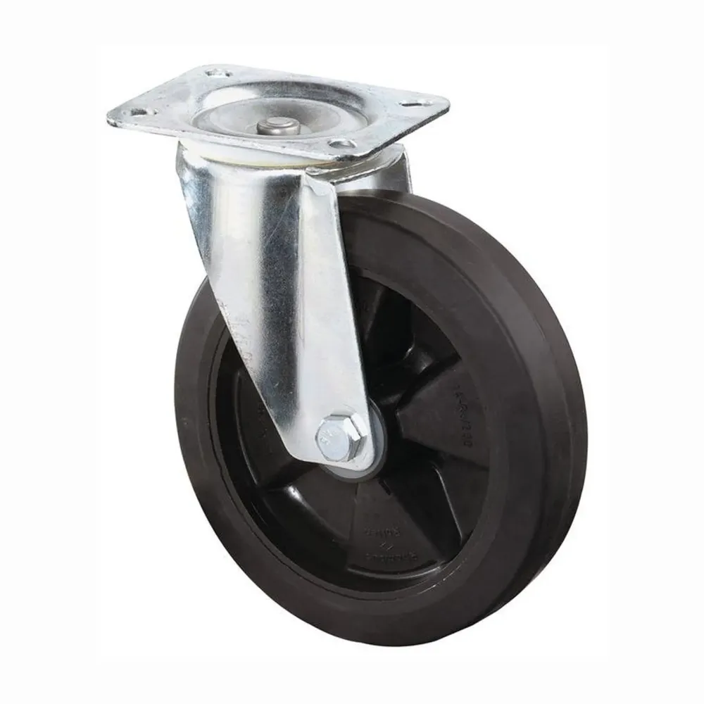 BS Rollen Lenkrolle mit Anschraubplatte Elastik-Vollgummi schwarz Rollenlager 160 mm 250 kg - L400.B60.160