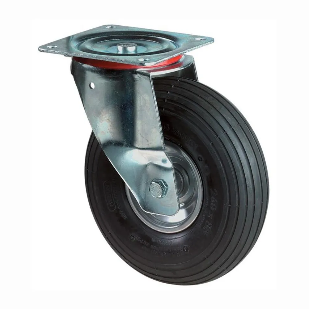 BS Rollen Lenkrolle mit Anschraubplatte Gummi Luftrad Rollenlager 260 mm 200 kg - L400.C90.260