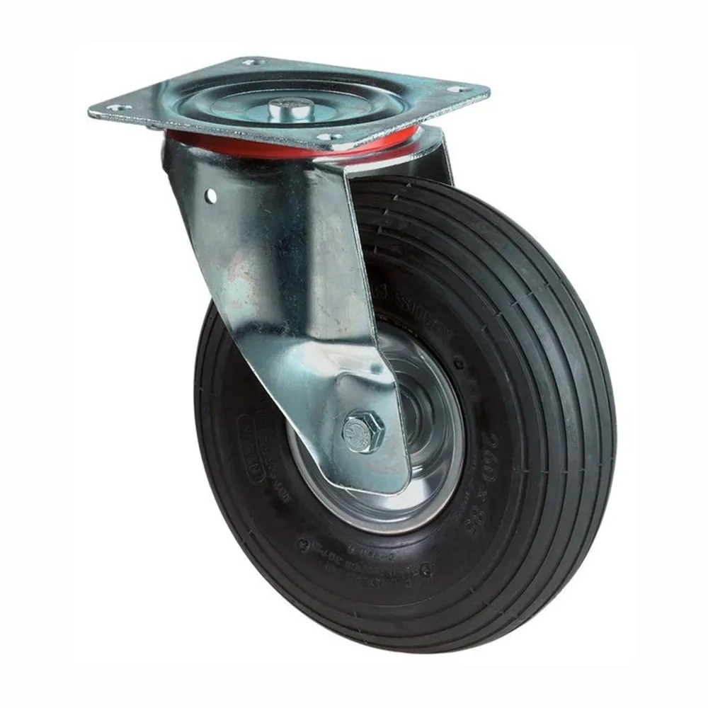 BS Rollen Lenkrolle mit Anschraubplatte Gummi Luftrad Rollenlager 200 mm 75 kg - L400.C90.200