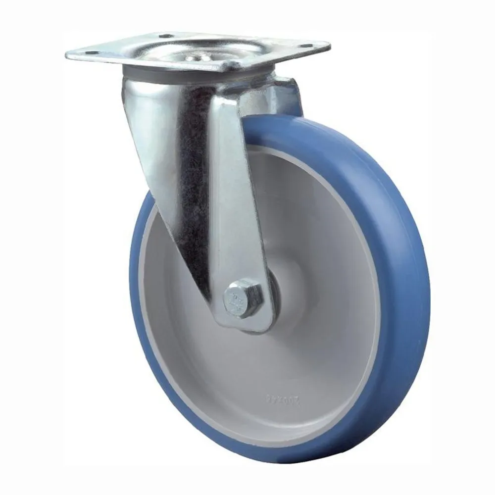 BS Rollen Lenkrolle mit Anschraubplatte Polyurethan blau Rollenlager 125 mm 150 kg - L400.B36.125
