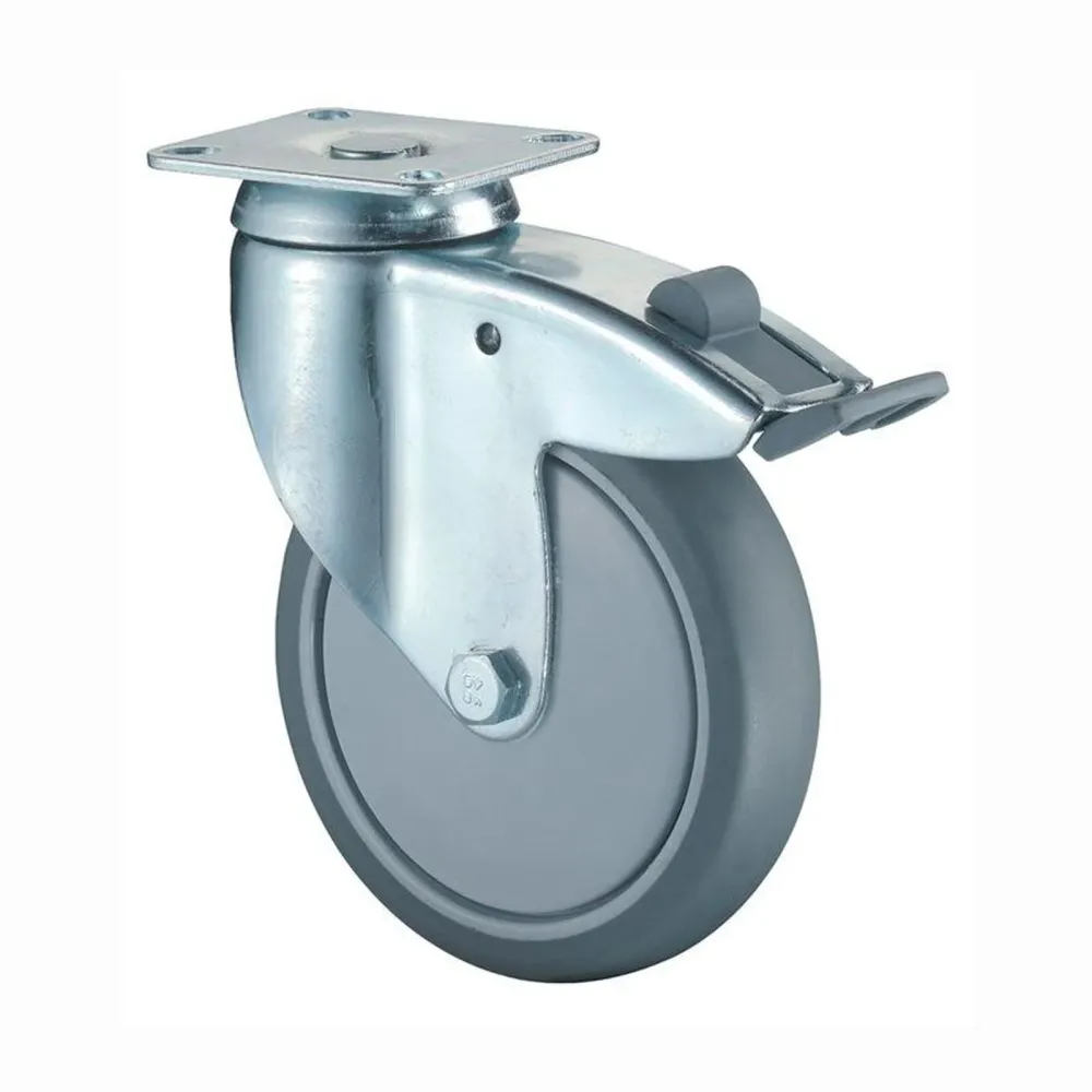 BS Rollen Lenkrolle mit Totalfeststeller und Anschraubplatte schwer Gummi Kugellager Rad-Ø 150 mm 100 kg - C120.A85.151