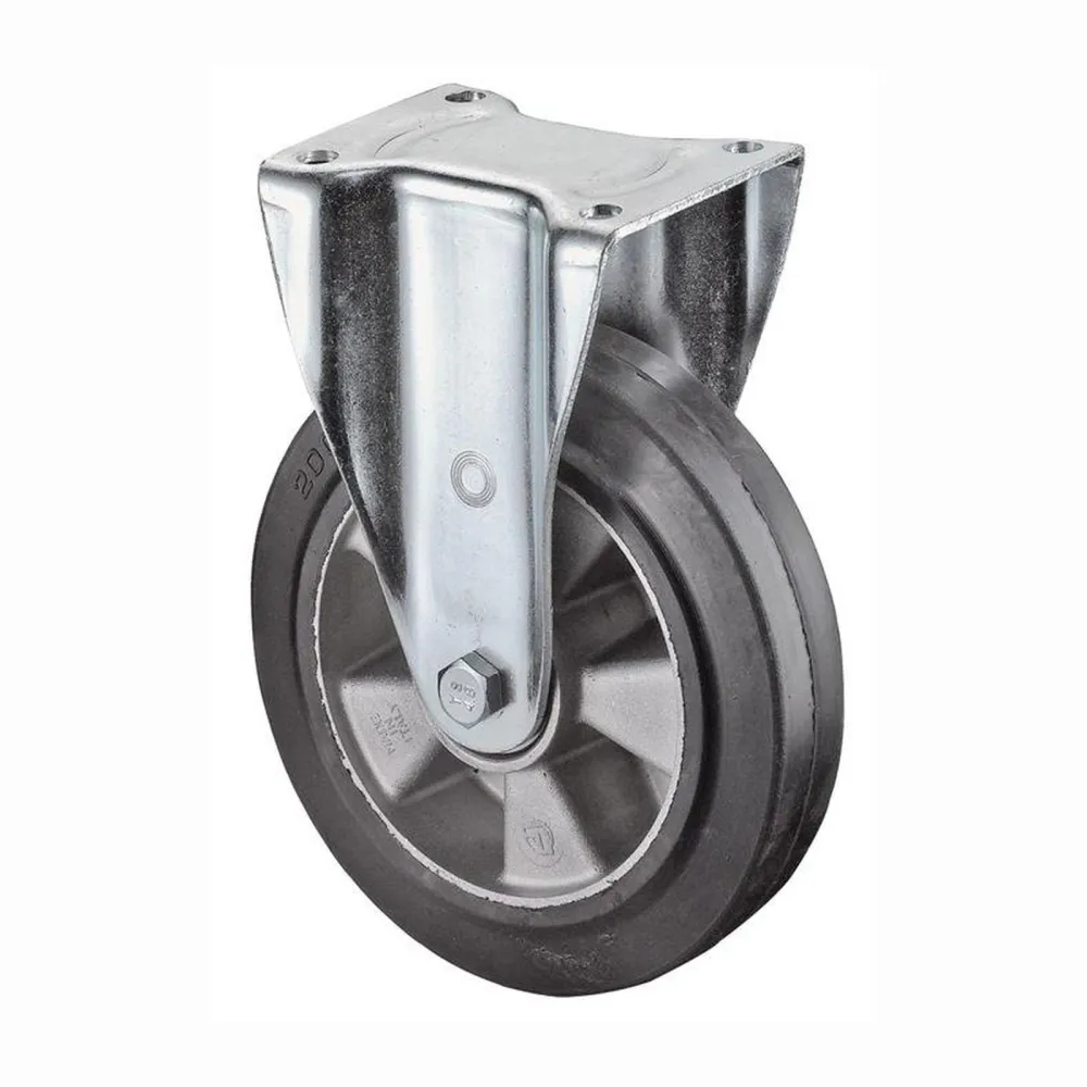 BS Rollen Schwerlast-Bockrolle mit Anschraubplatte Elastik-Vollgummireifen Kugellager 200 mm 450 kg - N110.B80.200