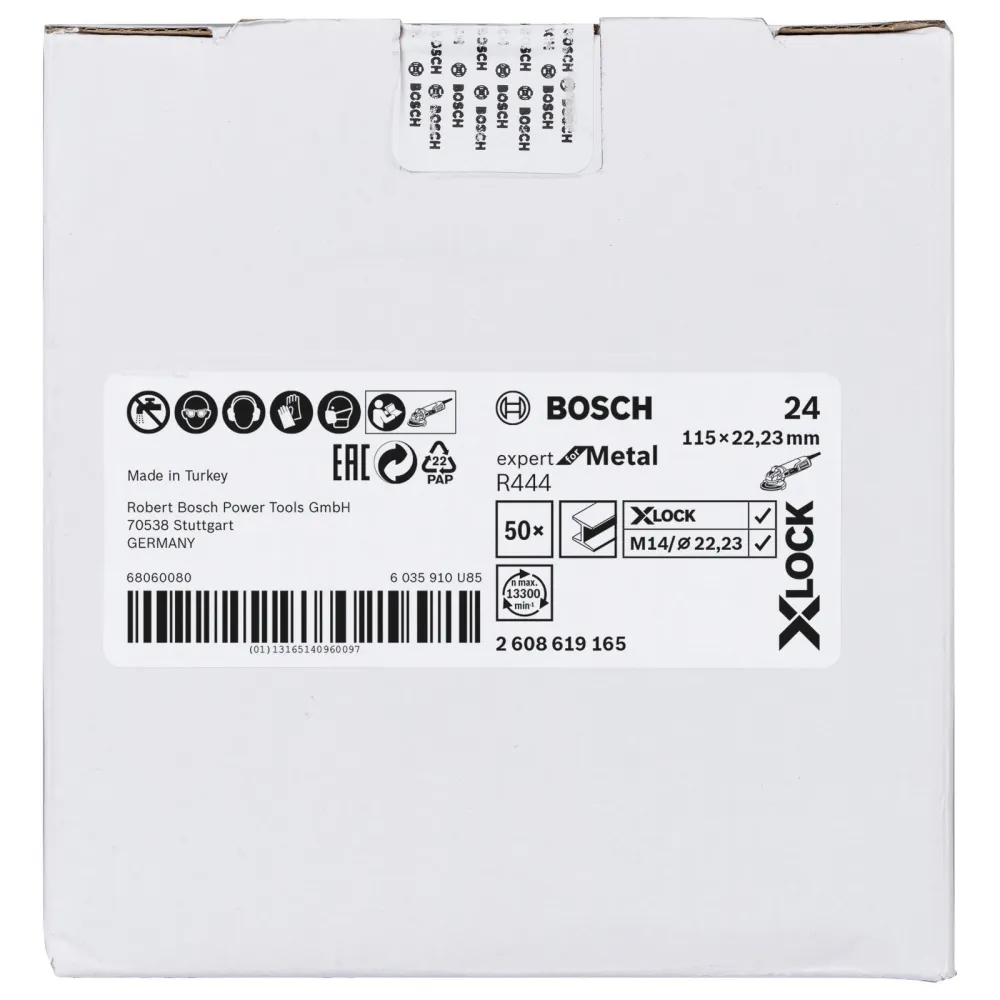 Bosch 50x X-LOCK Fiberschleifscheibe R444 Expert Metal 115 mm K 24 - 2608619165