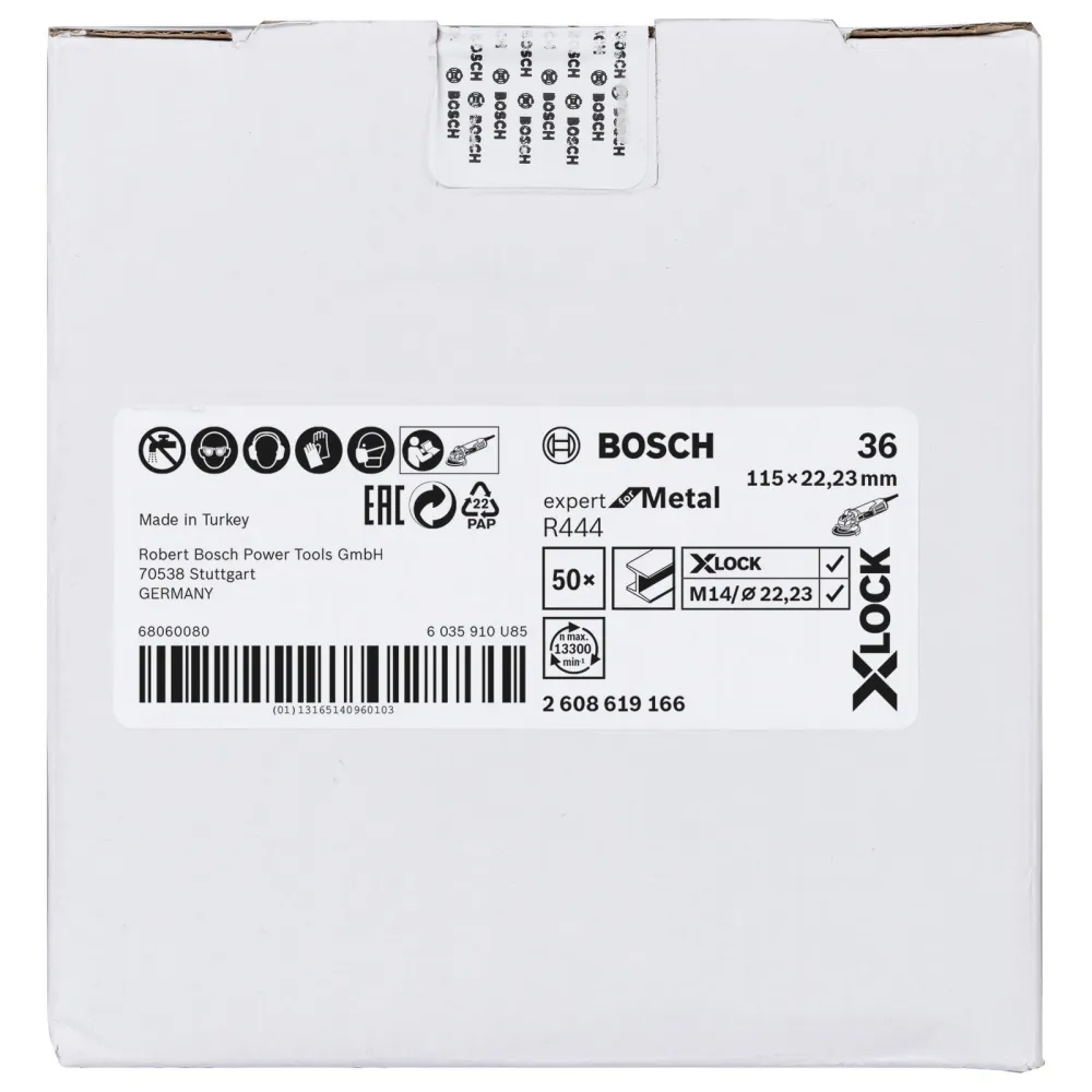 Bosch 50x X-LOCK Fiberschleifscheibe R444 Expert Metal 115 mm K 36 - 2608619166