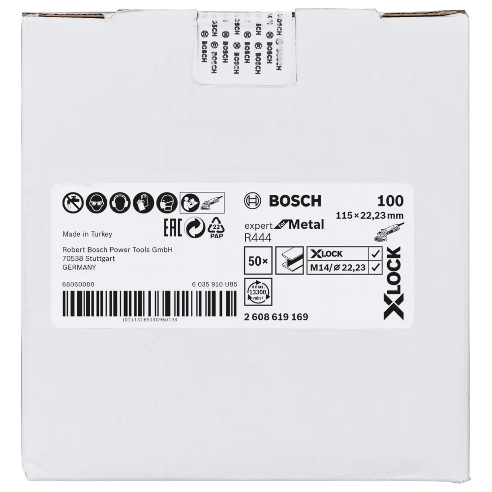 Bosch 50x X-LOCK Fiberschleifscheibe R444 Expert Metal 115 mm K 100 - 2608619169