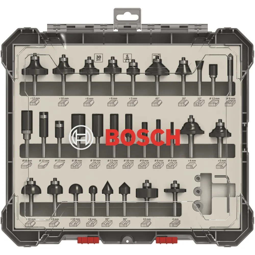 Bosch 30tlg. Mixed Fräser Set 6mm Schaft - 2607017474