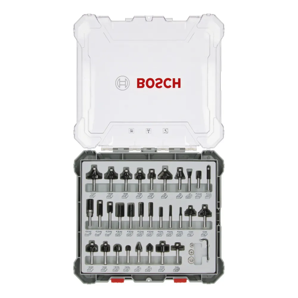Bosch 30tlg. Mixed Fräser Set 8mm Schaft - 2607017475