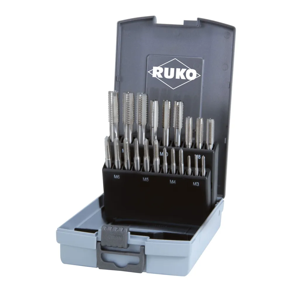 RUKO 21-teiliger Handgewindebohrer-Satz M DIN 352 HSSE-Co 5 Kunststoffkassette - 245001ERO