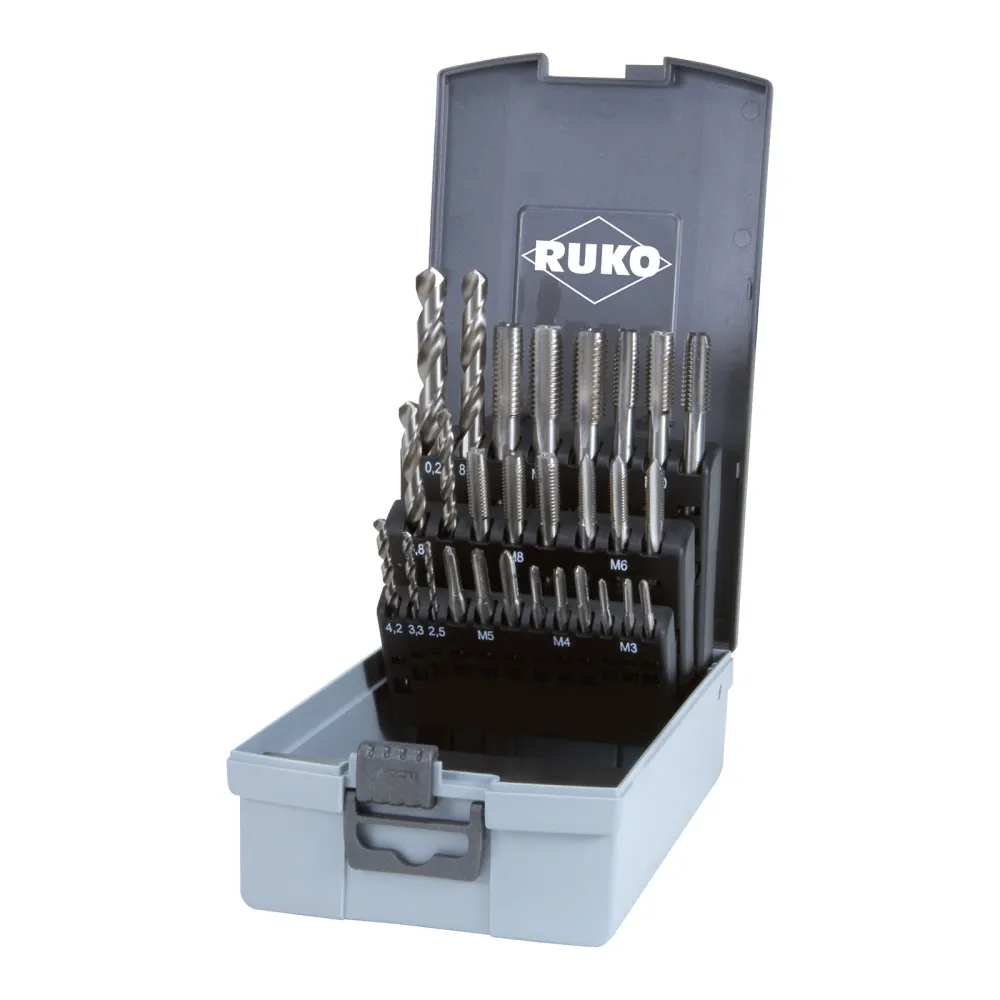 RUKO 28-teiliger Handgewindebohrer-Satz M DIN 352 HSS Kunststoffkassette - 245003RO