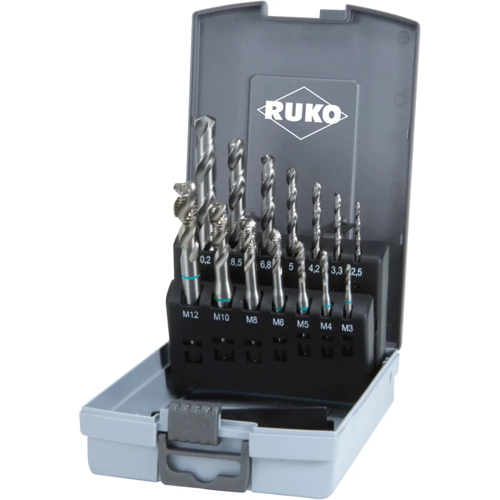 RUKO Maschinengewindebohrer-Satz 14tlg. Form C HSS Kunststoffkassette - 245049RO