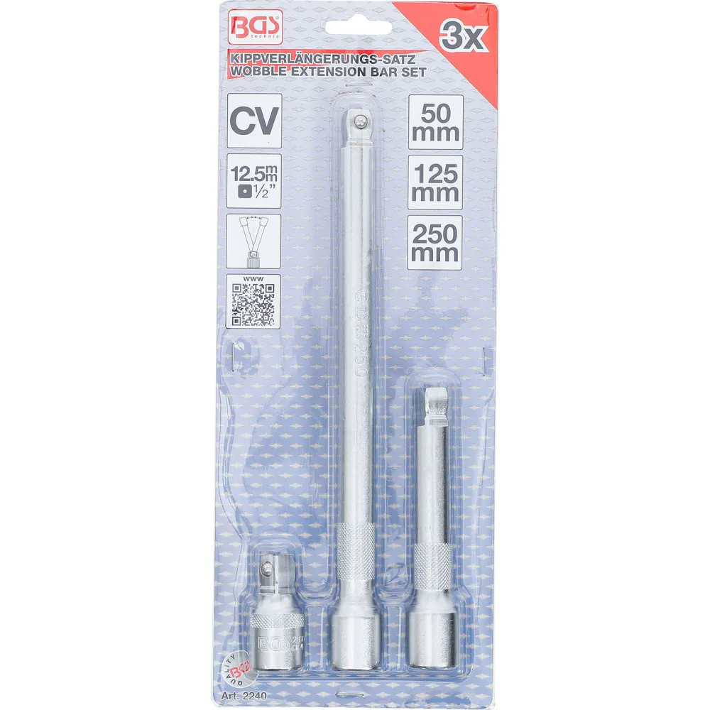BGS Kippverlängerungs-Satz 12,5 mm (1/2") 50 / 125 / 250 mm 3tlg. - 2240