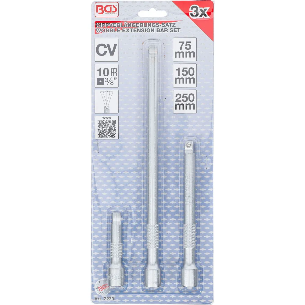 BGS Kippverlängerungs-Satz 10 mm (3/8") 75 / 150 / 250 mm 3tlg. - 2239