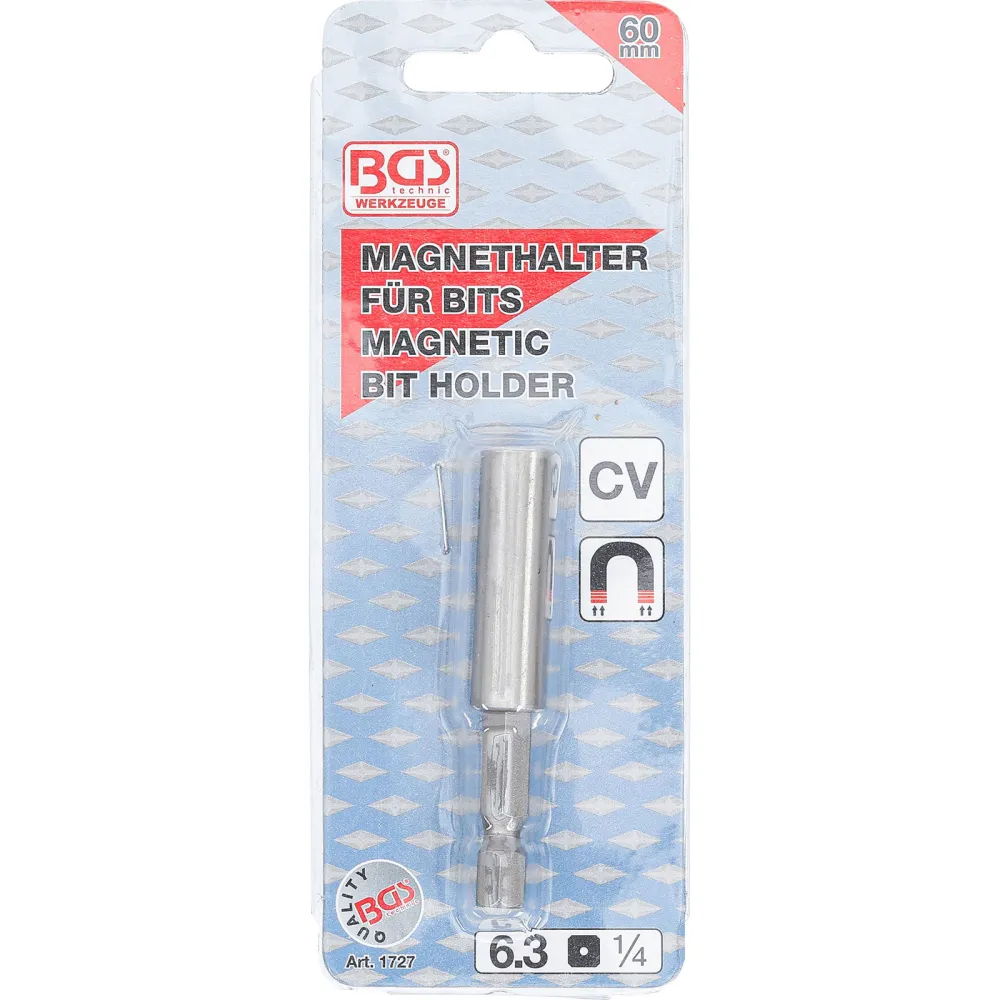 BGS Magnetischer Bithalter extra stark Abtrieb Außensechskant 6,3 mm (1/4") 60 mm - 1727