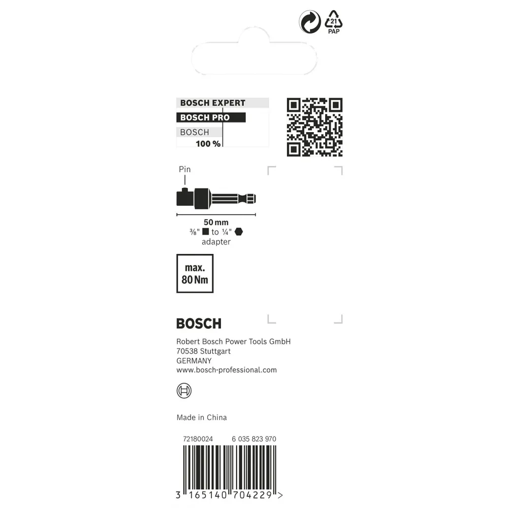 Bosch PRO Socket Adapter mit Stiftverbindung 3/8" 50 mm - 2608551108