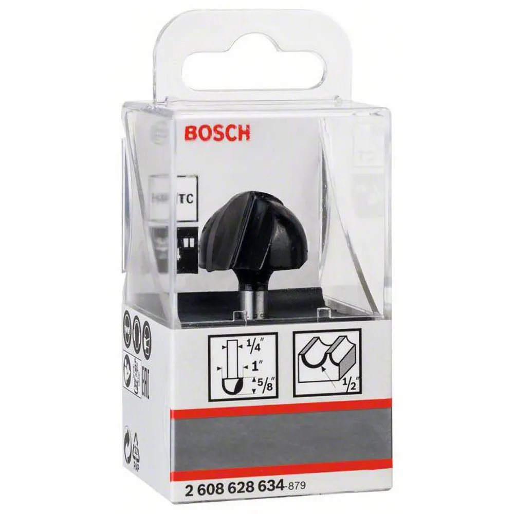 Bosch Hohlkehlfräser 1/4" R1 12,7 mm Ø 25,4 mm L 15,6 mm G 49 mm - 2608628634
